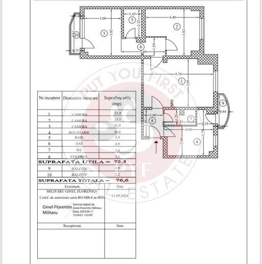Vitan | 3 camere | 77mp | Semidecomandat | B12354